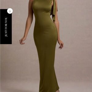 Elegant Olive Green Evening Gown